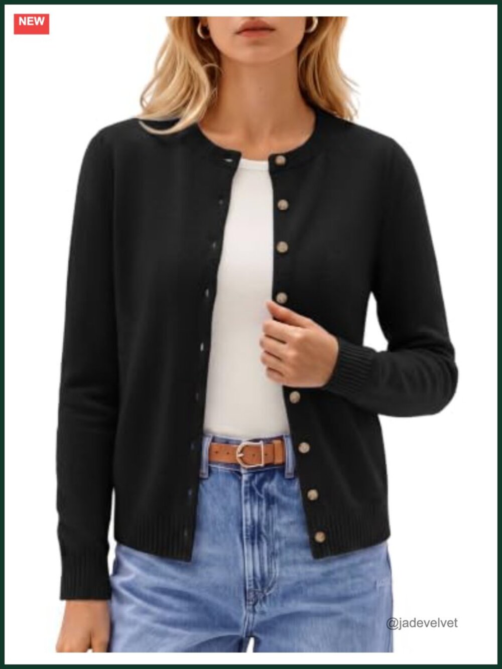 Merino Wool Cashmere Cardigan Sweater Button Front Ribbed Trim